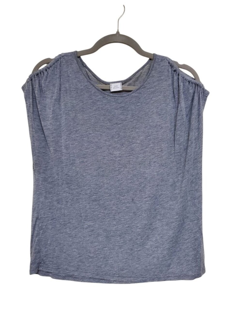 Zara W/B Collection Women's Gray Super Soft Boxy Cold Shoulder Top Shirt Size M